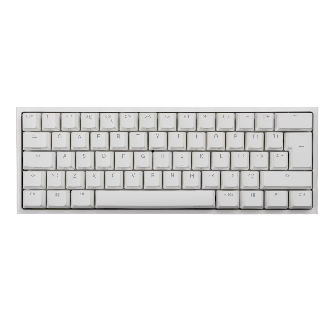 Ducky One 2 Pro Mini 60% Mechanical Gaming Keyboard MX Cherry Silent Red Switch White Frame - UK Layout
