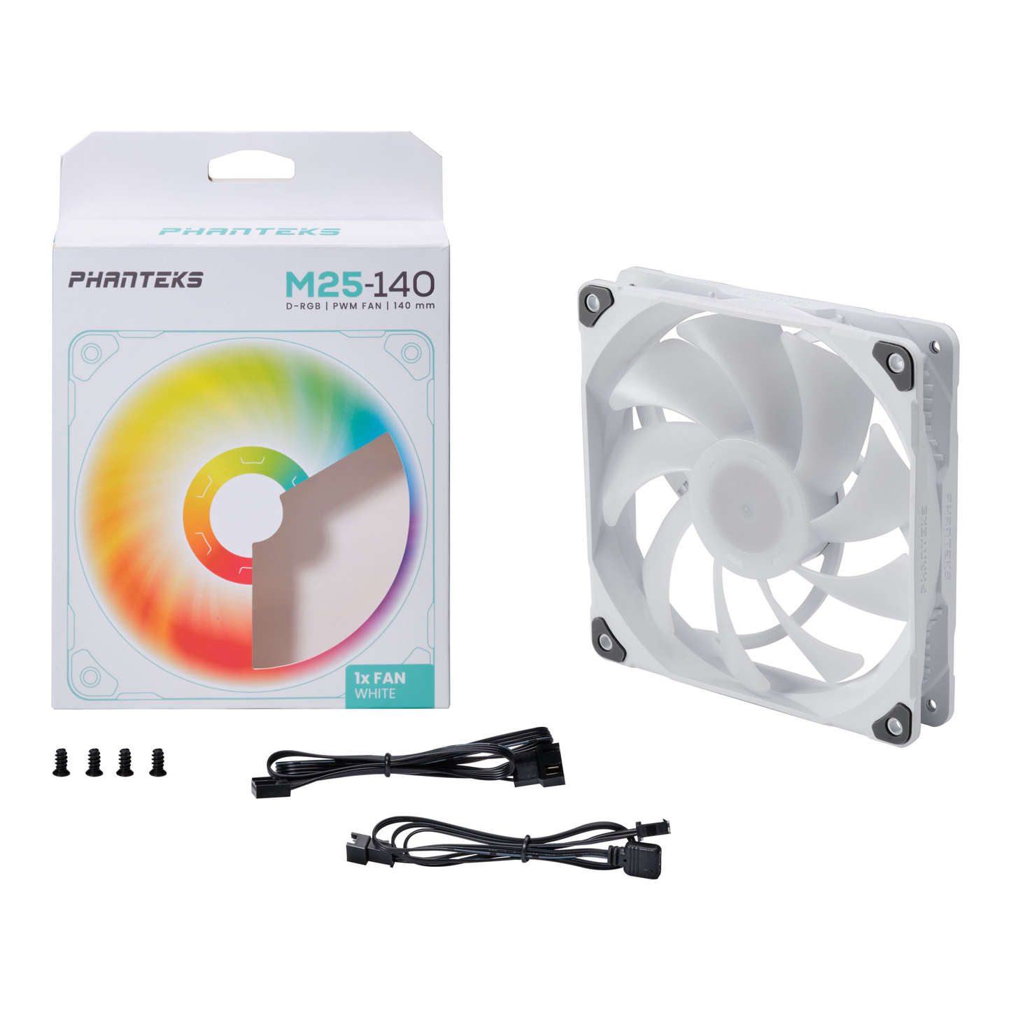 Phanteks M25 140mm D-RGB PWM High-Airflow Chassis Fan - White