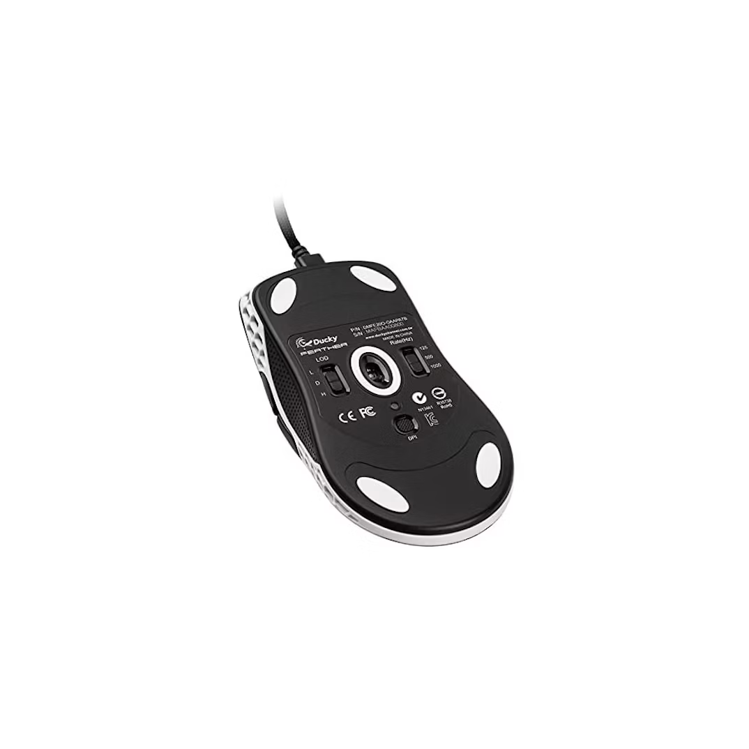 Ducky Feather Black and White Omron D2FC-F-K 60M RGB Lightweight USB Optical Gaming Mouse (DMFE20O-O