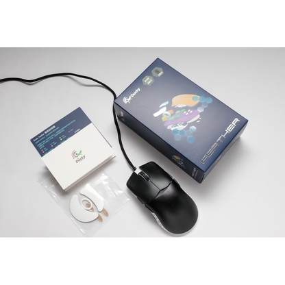 Ducky Feather Black and White Omron D2FC-F-K 60M RGB Lightweight USB Optical Gaming Mouse (DMFE20O-O